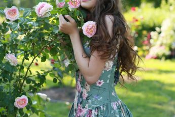 Girl in beautiful floral dress