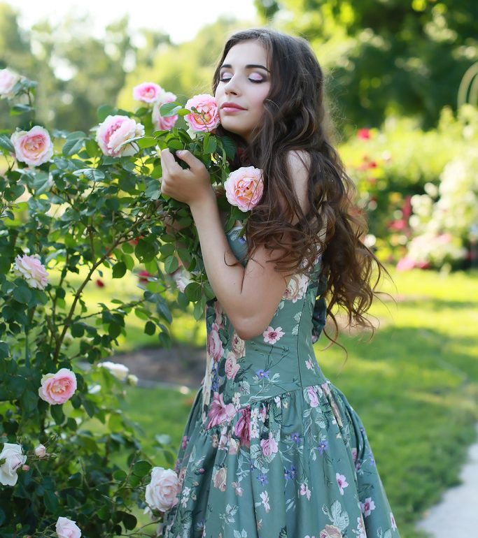 Girl in beautiful floral dress