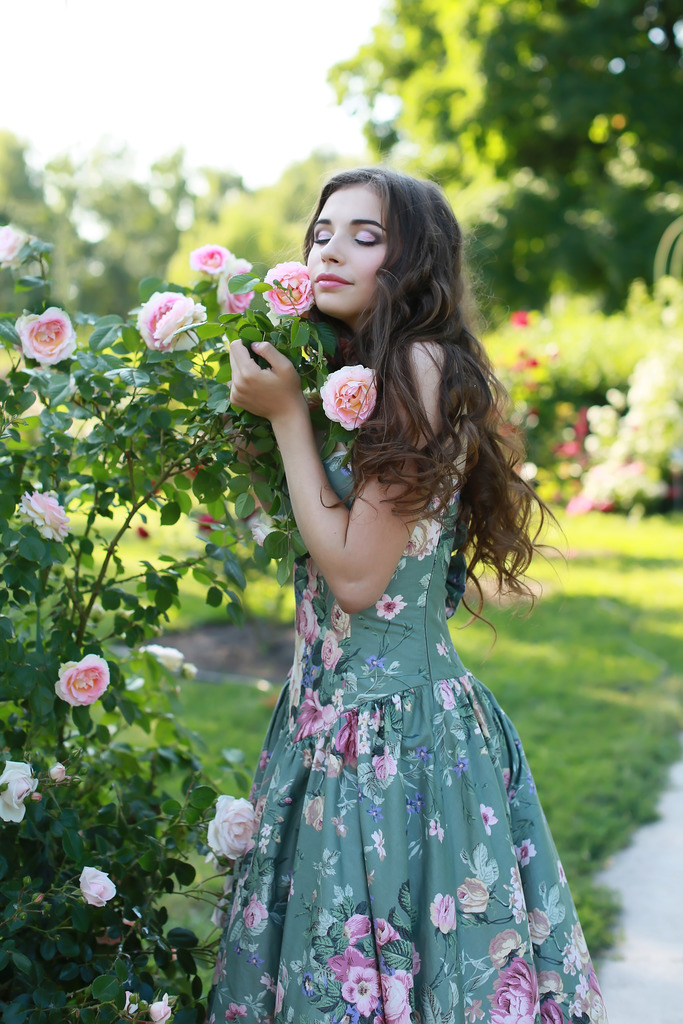 Girl in beautiful floral dress